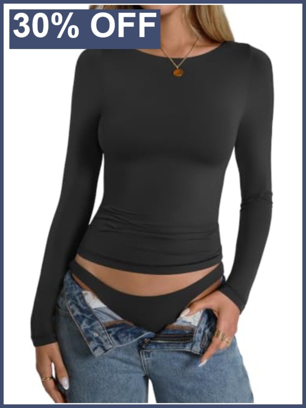 Womens Double Lined Long Sleeve Boat Neck Fitted Going Out Top